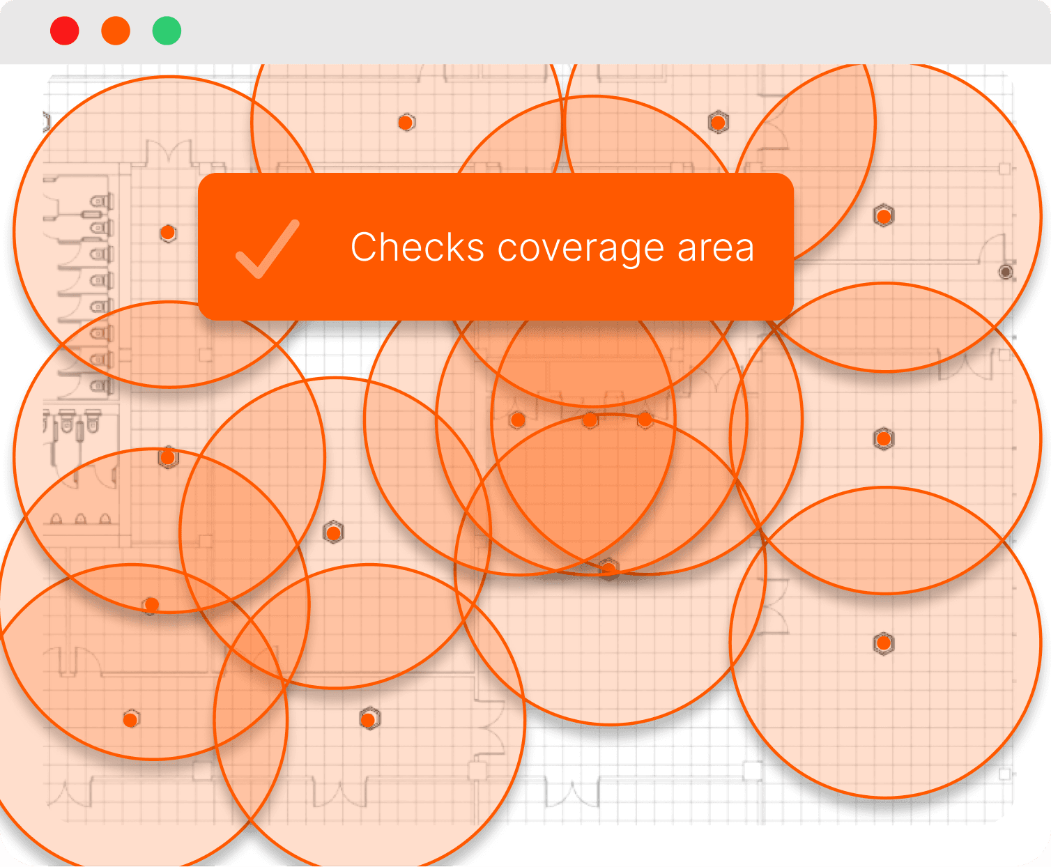 Coverage area tool checking detection across a drawing in Countfire